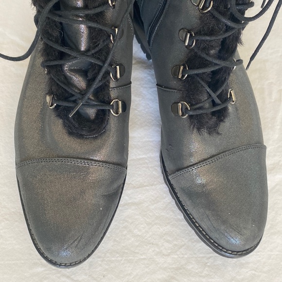 Peter Kaiser Leather Lace Up Ankle Boots Silver Gray - Picture 7 of 16